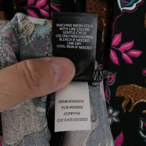 NWT Sz 1 Torrid Rayon Slub Balloon Sleeve Twist Font Black Leopard Leaves Dress - Picture 12 of 12